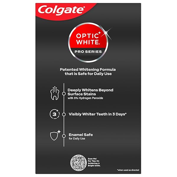 COLGATE OPTIC WHITE PRO SERIES TEETH WHITENING TOOTHPASTE WITH 5% HYDROGEN PEROXIDE, STAIN PREVENTION, MINT, 3 OUNCES (2 PACK)