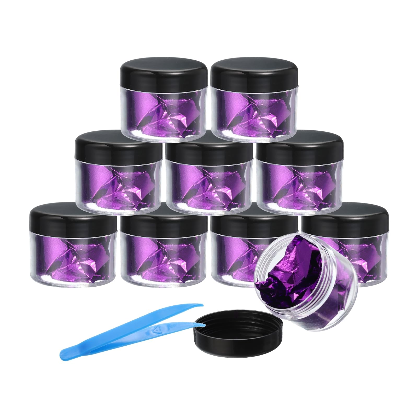 PATIKIL Gold Foil Flakes for Resin, 10Bottles/10Gram Gold Leaf Flakes Metallic Gold Foil Flakes with Tweezers for Nail Design Craft Painting Jewelry Making, Dark Purple