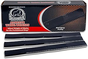 Silverback 1.0oz Black Steel Adhesive Tape Wheel Weights with Easy Peel Tape for The Professional Tire Dealer. Cars, Trucks, 