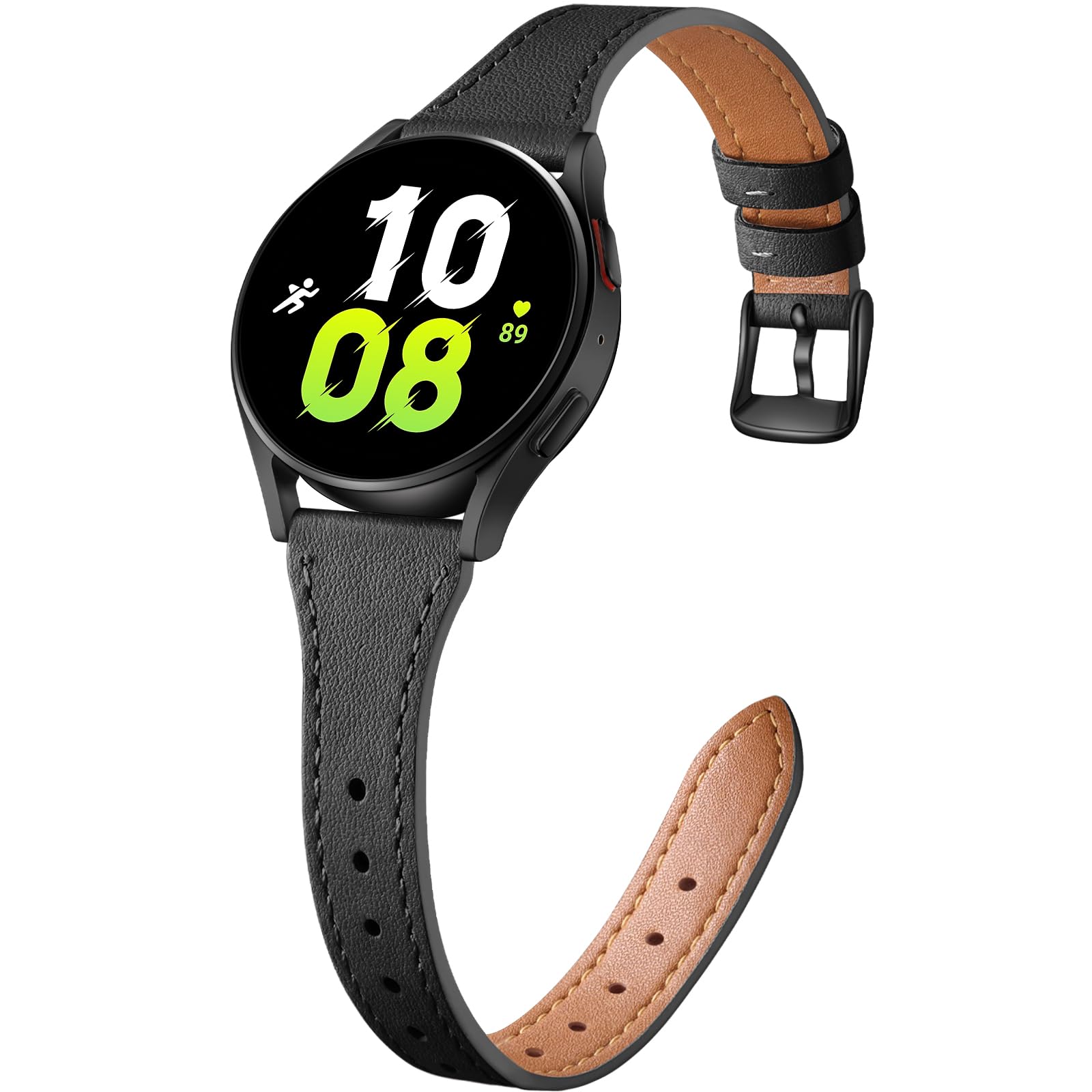 GEAK Slim Leather Band Compatible with Galaxy Watch 7 Band/6 5 4 FE 40mm 44mm/5 pro 45mm/Classic/Galaxy Active 2, 20mm Genuine Leather Strap with Quick Release Buckle for Samsung Watch Bands Women
