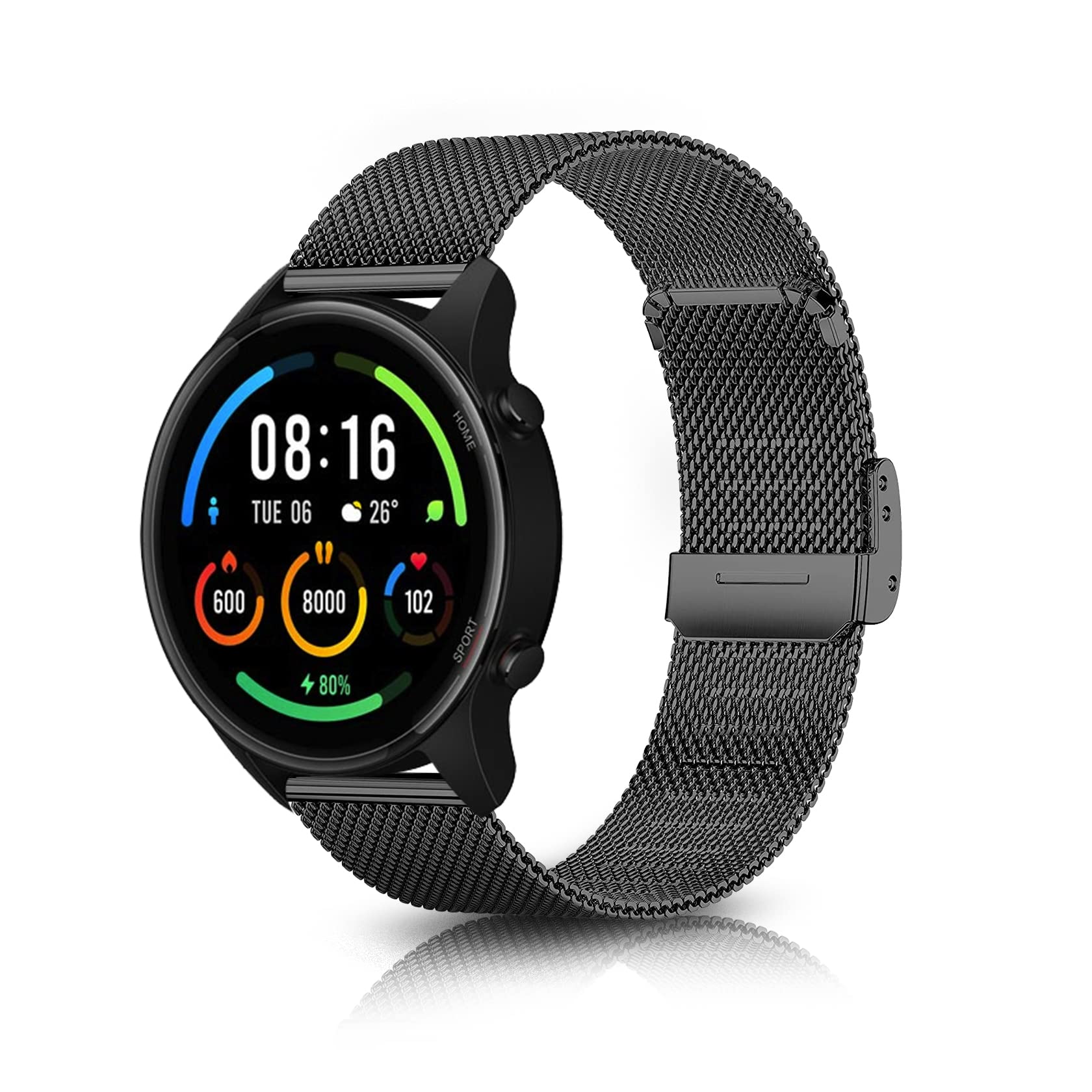 ToVioc Strap for Xiaomi Watch 5/2/S4/S4 Sport/S3/Redmi Watch 5 Active/Mi Watch, Woven 22mm Stainless Steel Metal Replacement Band for Amazfit Bip 6/Active Max/Balance 2/T-Rex 3 Pro 48mm - Black