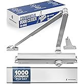 Commercial Door Closer FH-8400 Heavy Duty Adjustable Grade 1 Standard Automatic Door Closing Hinge - ADA Compliant UL &amp; CUL UL10C Listed - Aluminium Finish - High Traffic (Silver)