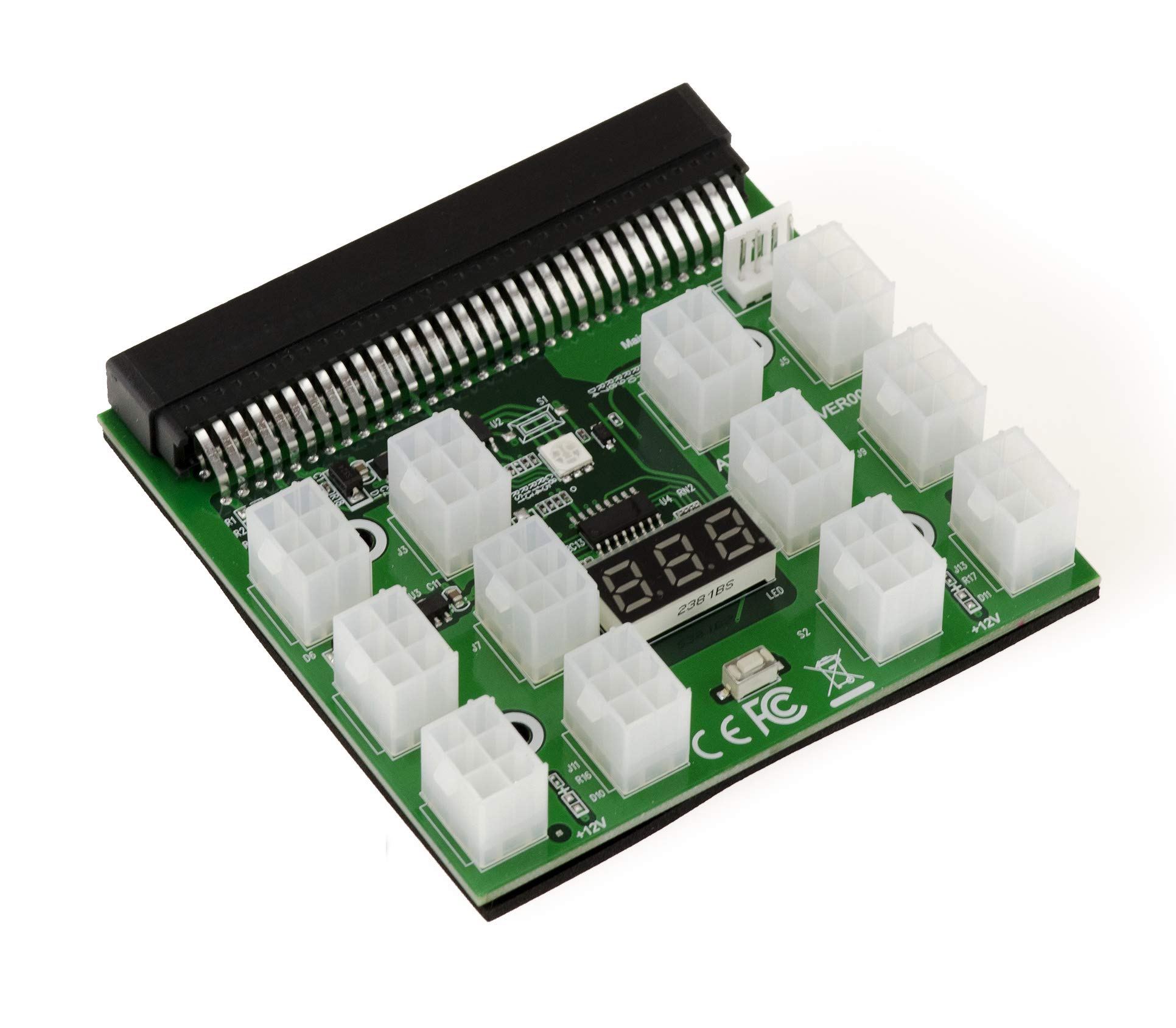 KALEA-INFORMATIQUE 1200w 750w BREAKOUT BOARD for HP power supply - 12 P6 connectors - Voltage display - With second power supply synchronisation