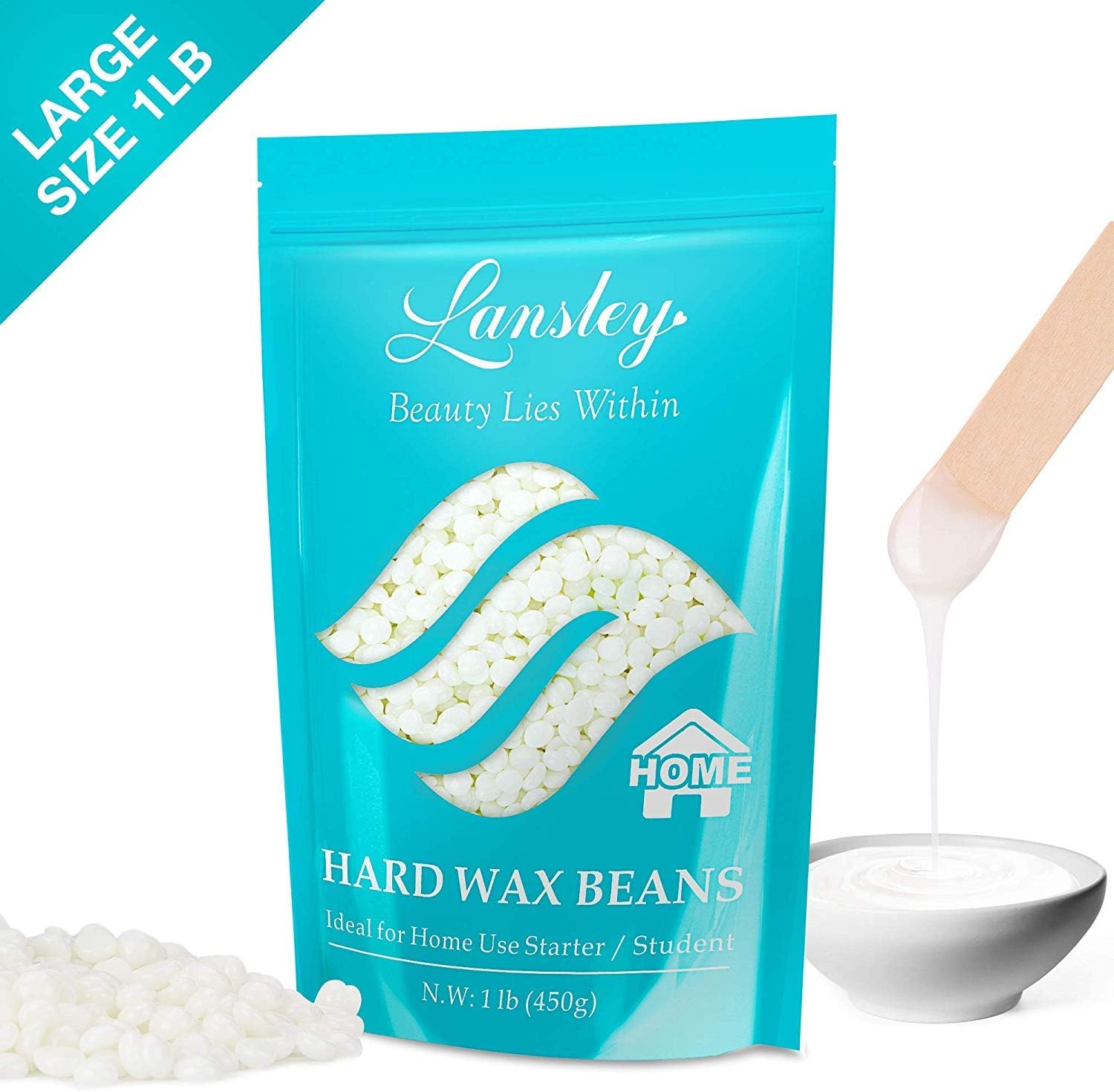 Wax Beads LANSLEY Hair Removal Waxing Kit for Women Men for Face Painless Wax Beans 450g Hard Wax Beads
