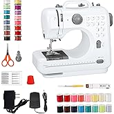 Mini Sewing Machine for Beginners, Portable Electric Sewing Machine with Dual Speed, 12 Built-in Stitches, Foot Pedal, and Accessories Kit for Home DIY Projects & Gift, White and Gray