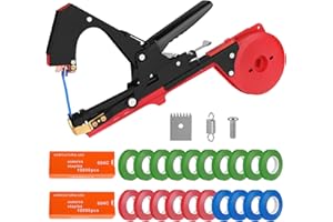 EBANKU Plant Tying Tape Tool, Lightweight Plant Tying Machine with 20 Rolls of Tape, 2 Box Staples Machine Garden Tape Tool for Vegetables and Flower Planting (Red and Black)