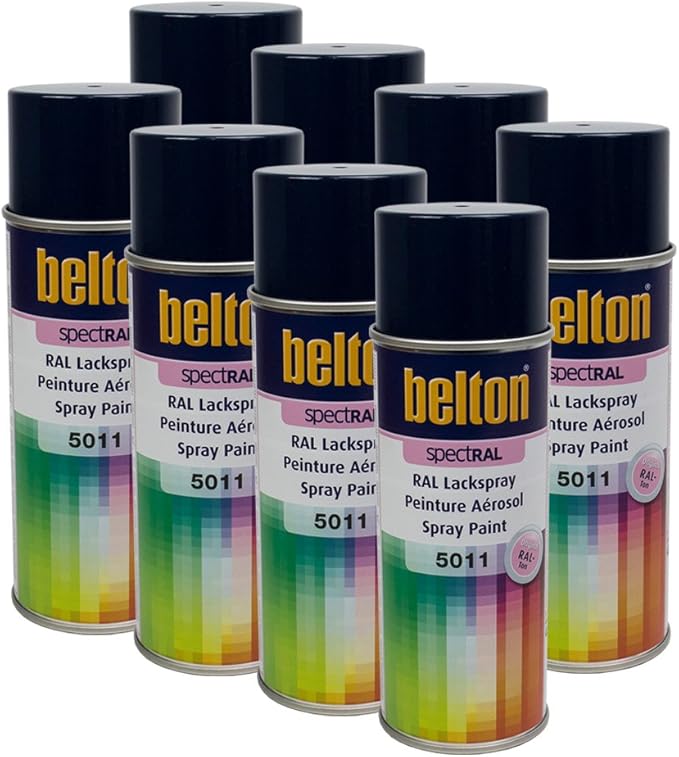 8x KWASNY 324 082 Belton Spectral Spray Paint 400ml RAL 5011 Steel Blue