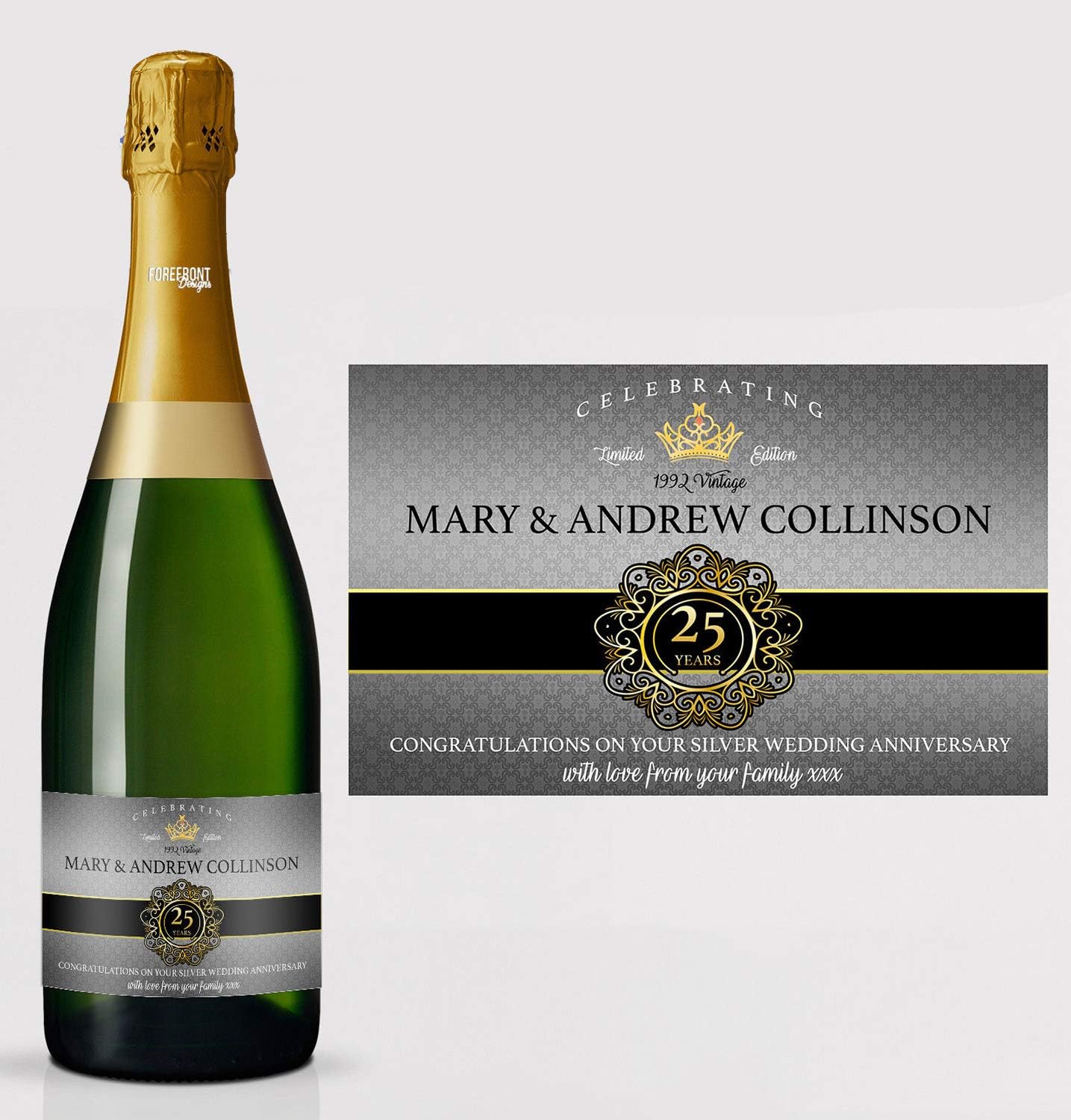 Etiquette Argentee Personnalisable Pour Bouteille De Champagne Amazon Fr Cuisine Maison