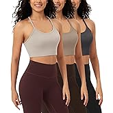 ODODOS Seamless Racerback Sports Bra for Women Ribbed Camisoles Non Padding Yoga Bra Crop Tank Tops