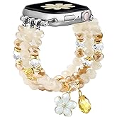 Newlibery Bracelet Beaded Bands for Women Compatible with Apple Watch 38mm 40mm 41mm 42mm(S11/10) Fashion Handmade Boho Elastic Stretch Crystal Strap for iWatch Series 11/10/9/8/7/6/5/4/3/2/1/SE