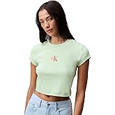 Calvin Klein Jeans Womens Monogram Logo Ribbed Baby Tee