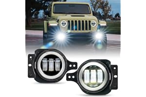 Xprite Ultra 300% Bright 60W LED Fog Lights w/DRL Compatible with 2018-2025 Jeep Wrangler JL JLU & 2020+ Gladiator JT, DOT, 6500K, Plug N Play, Front Bumper Fog Lamp with 2 Mounting Brackets, White