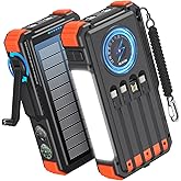 BLAVOR Solar Power Bank with Hand Crank and 4 Cables, 20000mAh Wireless Portable Charger with USB C & Camping Light, 20W Fast Charging Battery Pack for iPhone, iPad, Samsung, All Mobile Phones