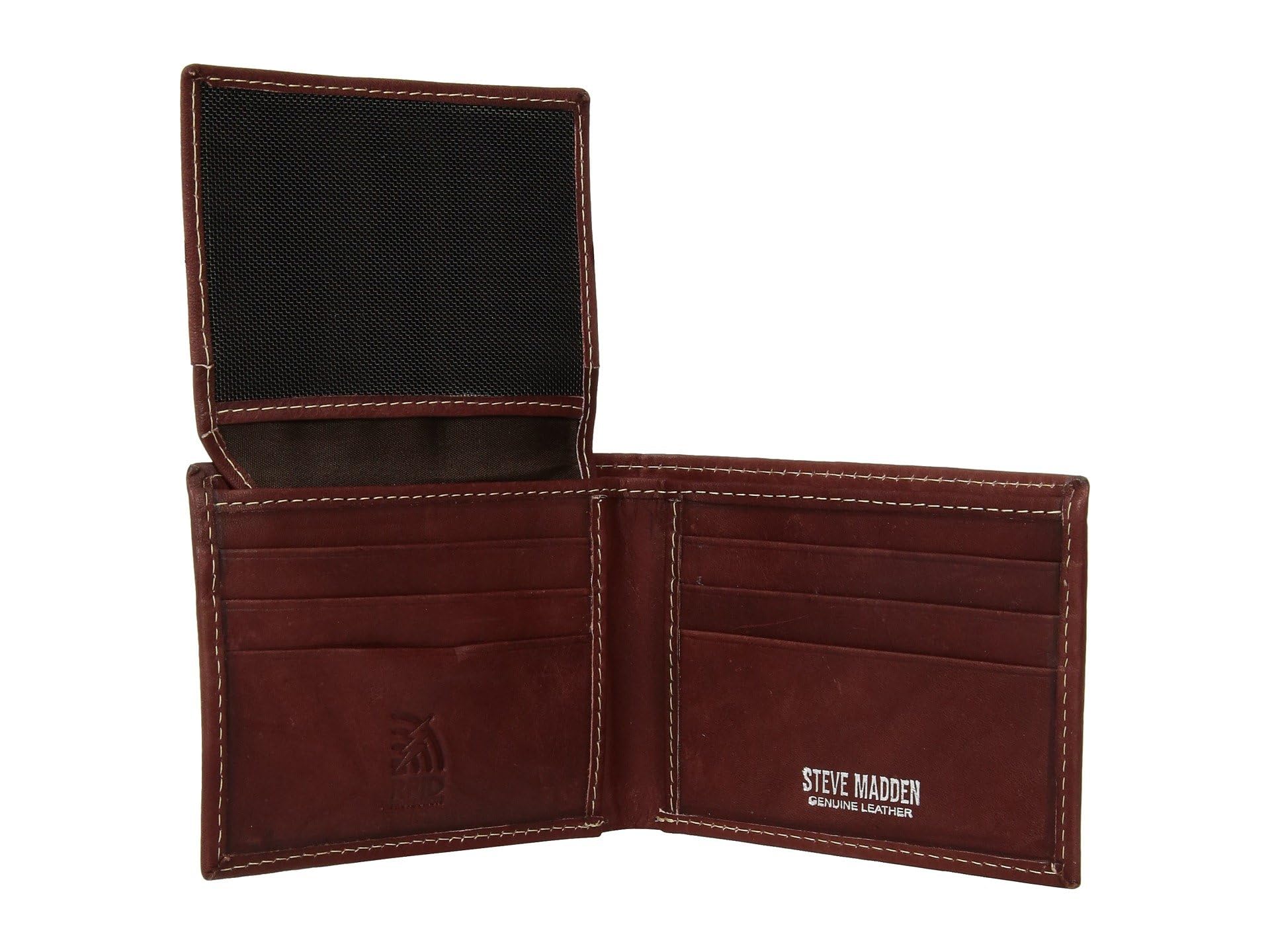 Steve Madden Men's Slim Leather Wallet with Extra Capacity Attached Flip Pockets