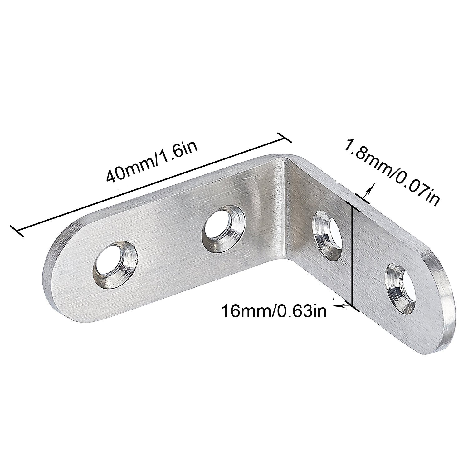 SANSUM 20pcs Corner Brace Bracket 1.6 inch Stainless Steel Brace Corner Steel Joint Right Angle Bracket Fastener with Screws
