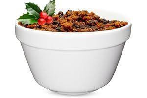 Muldale Ceramic 1 Liter Pudding Basin for Steaming - Christmas Pudding Bowl for Steaming - Ovenproof Durable and Sturdy White Porcelain - British Pudding Mold - Easy Clean - Made in Europe 6.5"