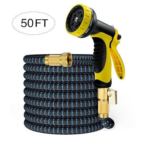 ERAY Wasserschlauch flexibel 50ft, 10 Multifunktionsdüse/3-10 Bar/Haltbar, Gartenteichschlauch Dehnbar Ideal für Wiese spreng