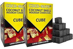 Zebra Smoke Coconuts Charcoal with 72pc Unit Charcoal Cubes, Coconut Shell Charcoal Perfect for Cooking, Grilling, and Barbecuing, Zebra Charcoal Burns Longer and Odorless - Coconut coals Cub (2 PACK)