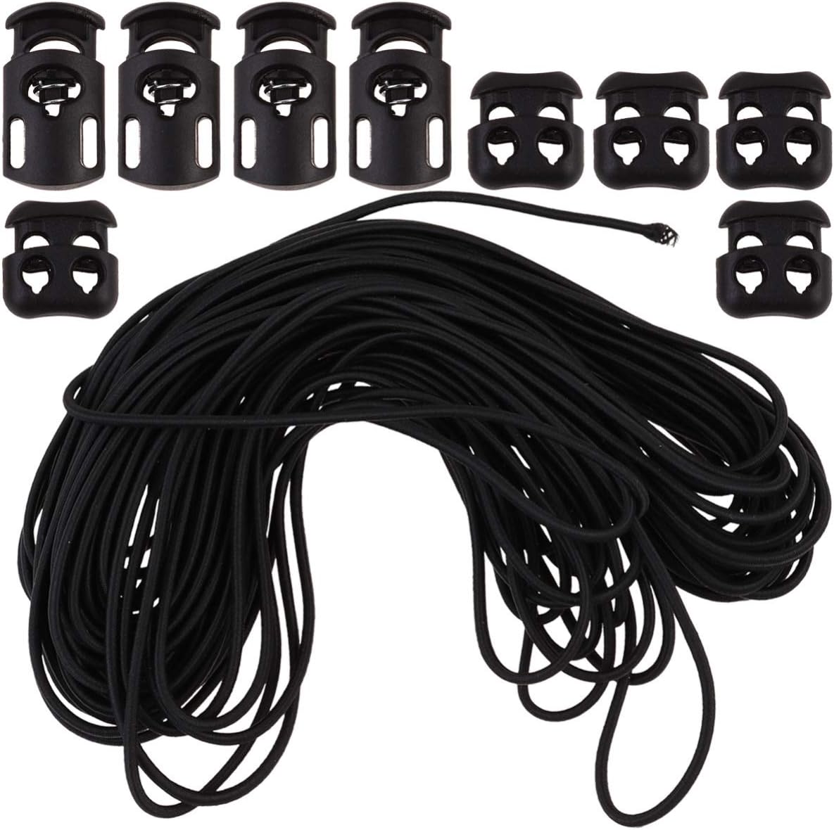Exceart Plastic Cord Locks Kit Elastic Bungee Shock Cord Stretch Cord