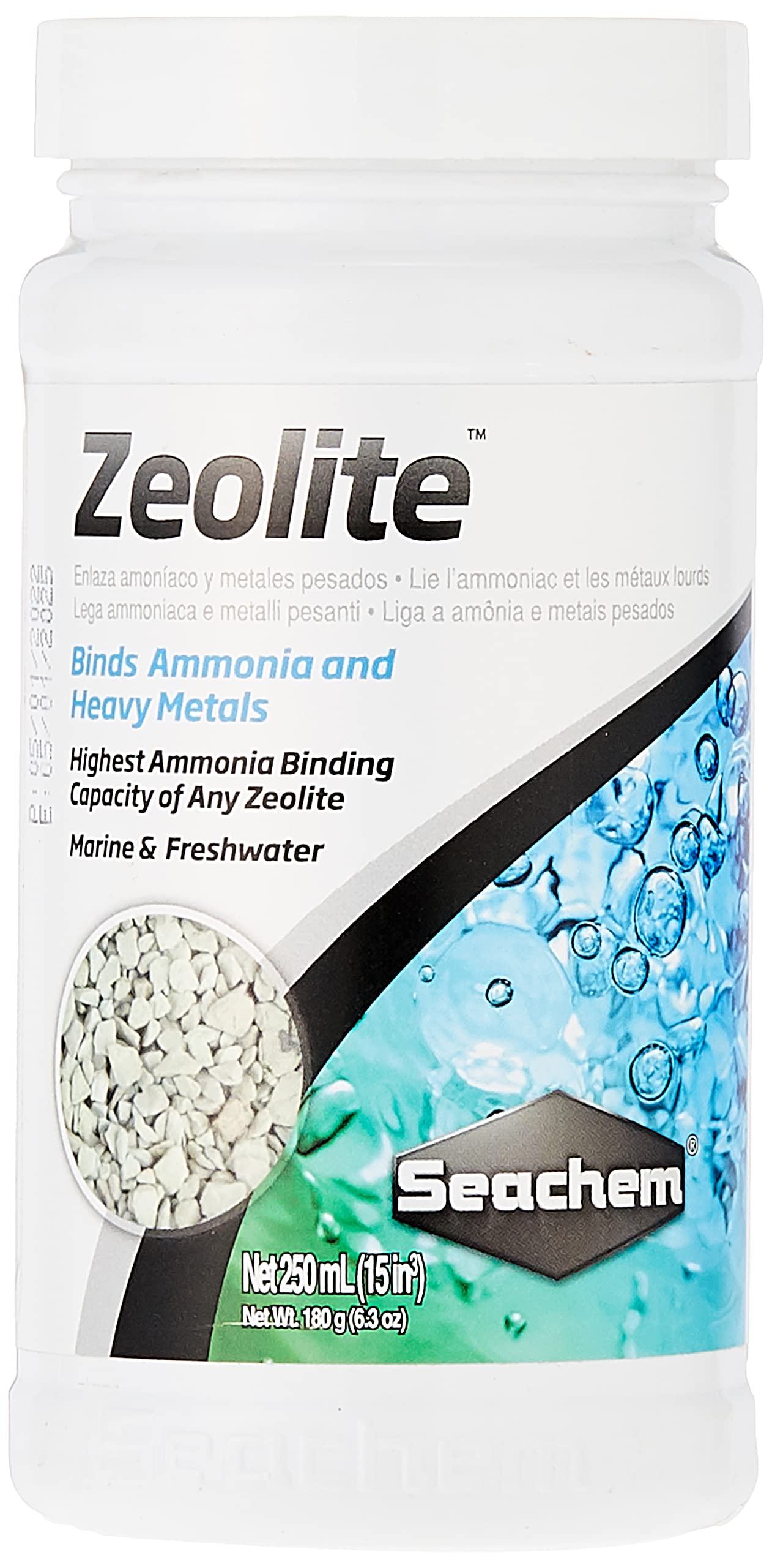 Seachem Zeolite Marine & Freshwater Binding Agent - Ammonia and Heavy Metals 250 mL,Grey