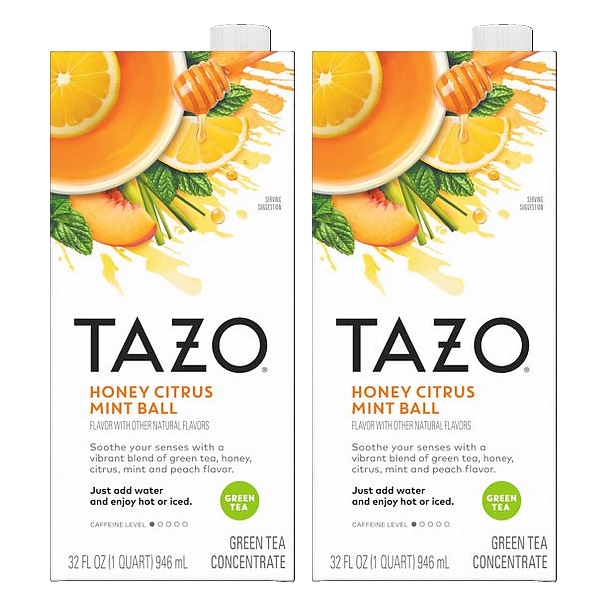 Tazo Honey Citrus Mint Ball Green Tea Concentrate, Hot or Iced Caffeinated Tea, Just Add Water, 32 Fl Oz