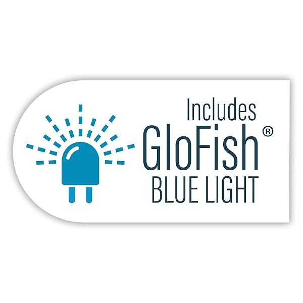 GLOFISH CRESCENT AQUARIUM KIT 3 GALLONS, INCLUDES HIDDEN BLUE LED LIGHT AND INTERNAL FILTER
