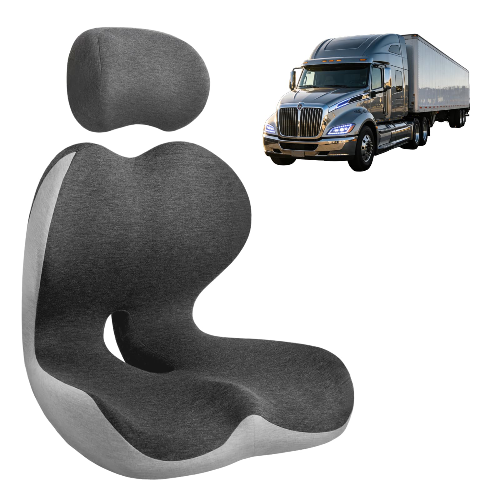 Photo 1 of Wacalarda Truck Seat Cushion for Long Driving, Cushion for Car Seat Driver for Comfort, Made of Memory Foam, for Tailbone, Back, and Sciatica