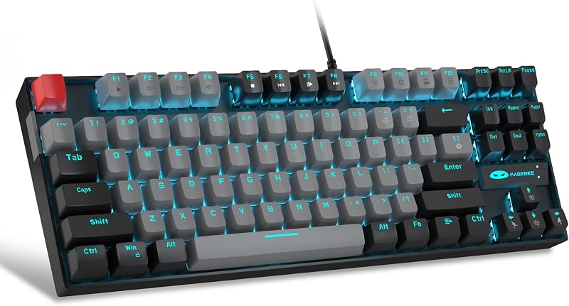 MageGee 75% Mechanical Keyboard Blue Switch 87 Keys TKL Backlit Grey/Black