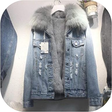 jean jacket with fox fur