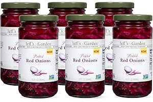 Jeff's Garden Pickled Red Onions | Non-GMO, Gluten Free, Vegan | 12 Fluid Ounce Jar (Pack of 6)