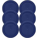 Pyrex 7200-PC (2-Cup) Blue Food Storage Lid (6-Pack) - Made in USA | BPA-Free Material | Secure Coverage | Non-Porous Finish | Long-Lasting Use | Replacement Lids