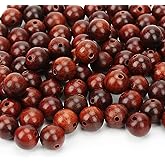 Prometis 200pcs 8mm Natural Sandalwood Round Beads Gorgeous Craft Handmade Polished Spacer Mala Pray Beads with Elastic Cord for Bracelets DIY Rosary Tasbih Jewelry Making