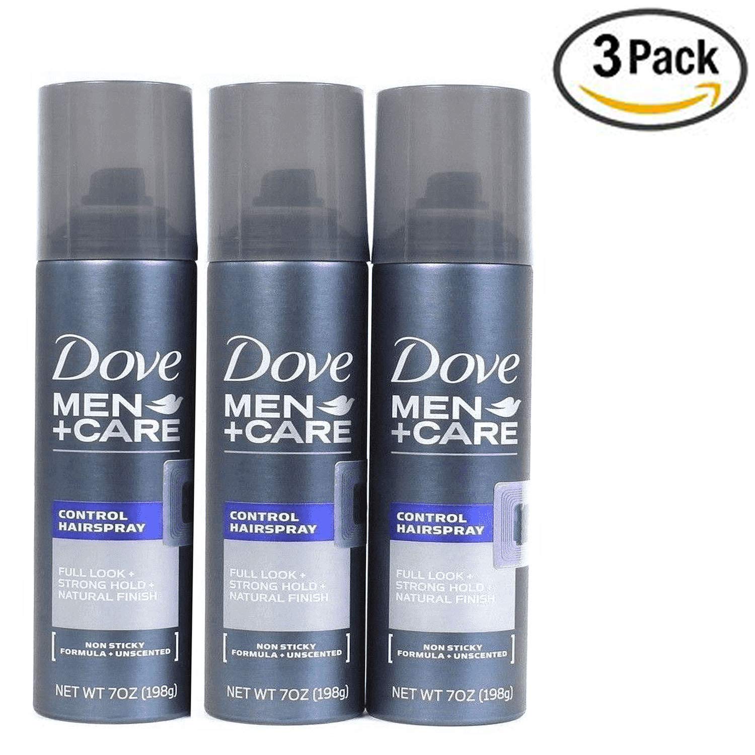 Dove Men Care 7oz Control Spray Full Look Strong Hold Natural Finish Unscented (Pack Of 3)