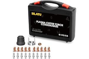 SILATU 23pcs IPT60 PT60 IPT40 PT40 Plasma Cutting Torch Consumables Tip 1.1mm & 0.8mm Electrode Shield Cup Stand Off for STC850P MAX Plasma Cutter