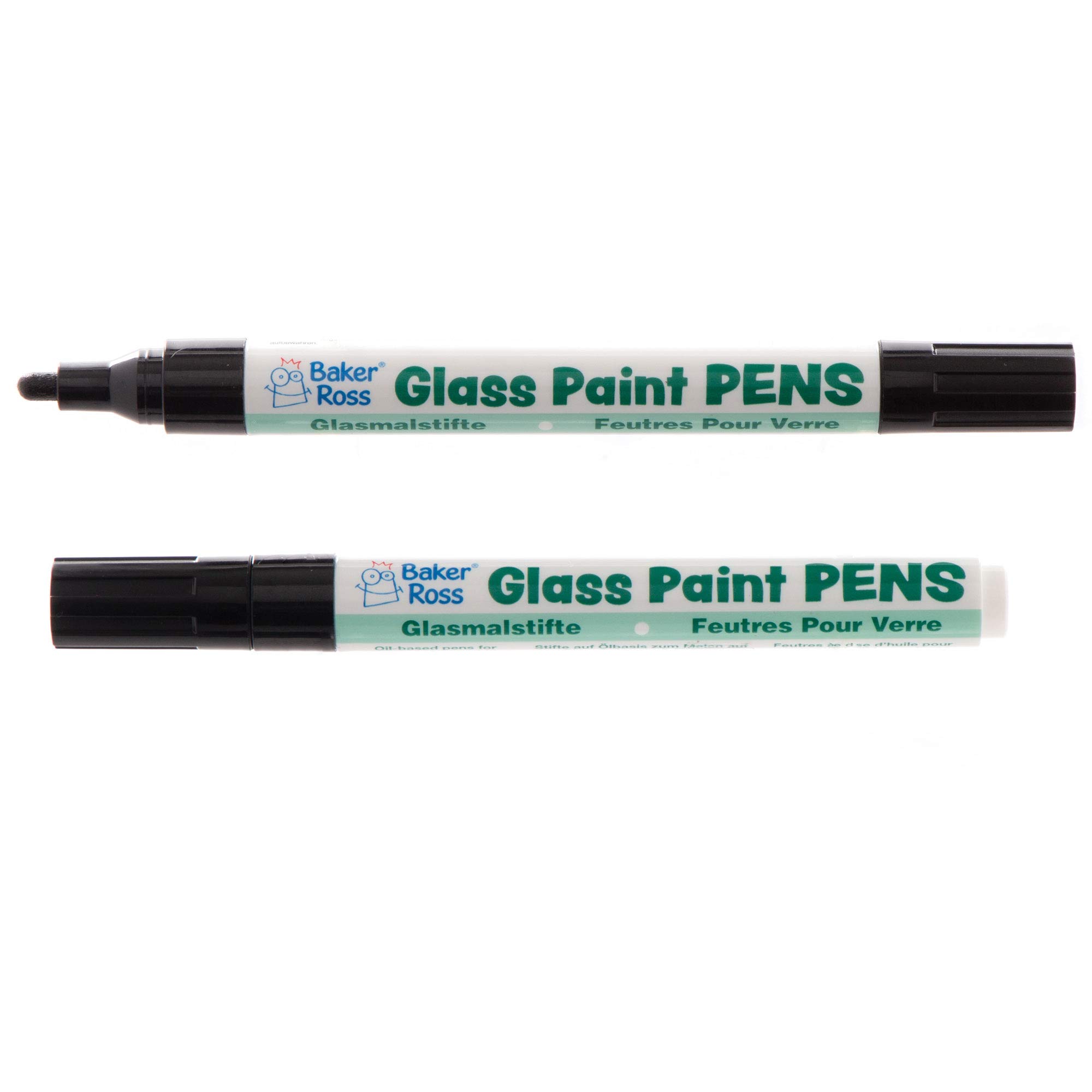 Baker Ross AW978 black glass paint pens - pack of 2, outline markers for painting and decorating