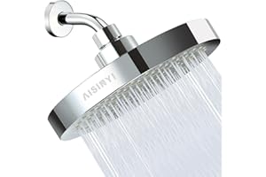 AISINYI High Pressure Rainfall Shower Head, 6 Inches Luxury Modern Showerhead with Perfect Adjustable Replacement, Removable Restrictor, Easy Installation for Your Bathroom Shower Heads(Chrome Plated)