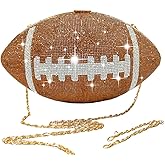 AZURAOKEY Bling Rhinestone Football Shaped Rugby Quirky Bag Football Shape Evening Bag with Shoulder Chain for Wedding Banque