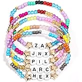 AICase for Arcane Merch Gifts Toys Inspired Bracelets 5 Pcs Stackable Stretch Beaded Friendship Bracelets Anime Costume Cosplay Jinx Merchandise Gifts for Fans Women Birthday Christmas Stocking