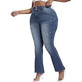 Gocolloa Plus Size Jeans Bootcut Stretchy for Women High Waisted Modern Curvy Flare Trouser Jean