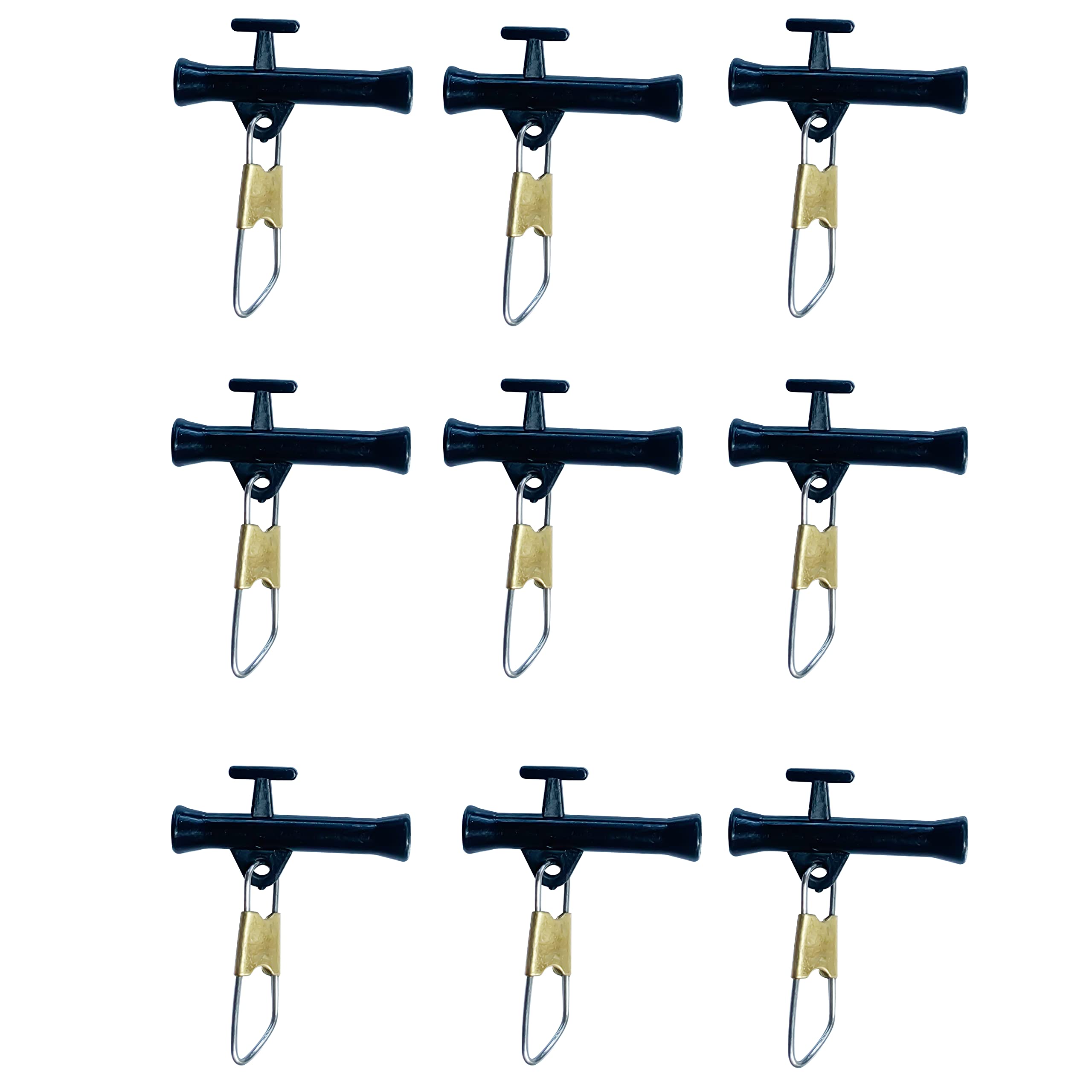 NewShot 10x Sea Fishing Balance Connector, Black Plastic Head Strong Snap String Hooks Bracket Anti-winding Saltwater Fishing Tackle Accessories