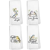 KTYHD Bird Kitchen Towels, Christian Friendship Hand Towels for Kitchen, Decorative Set of 4, Gifts for Bird Lovers Christian Friends