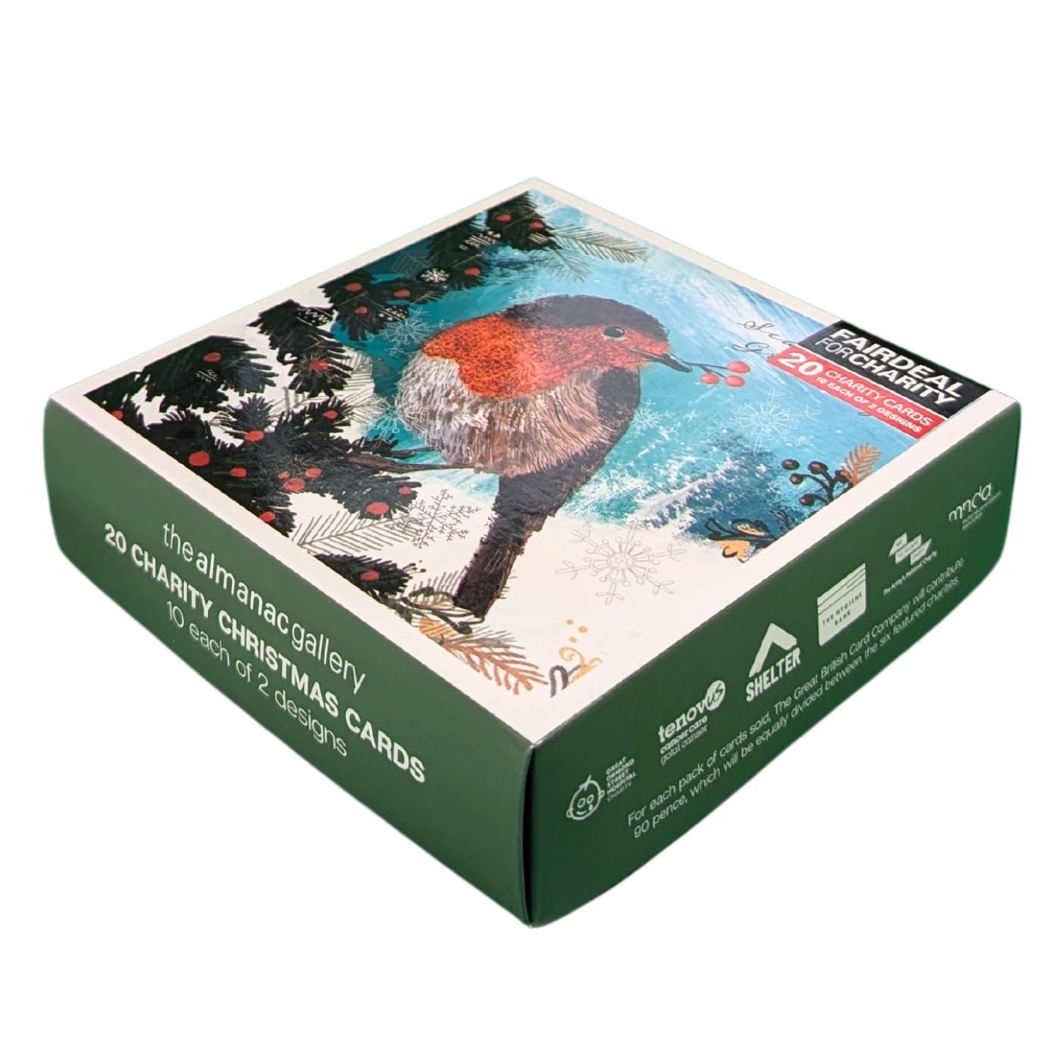 Almanac Box of 20 Christmas Robin & Hares Fairdeal Charity Christmas Cards Boxed Xmas ATBX0189