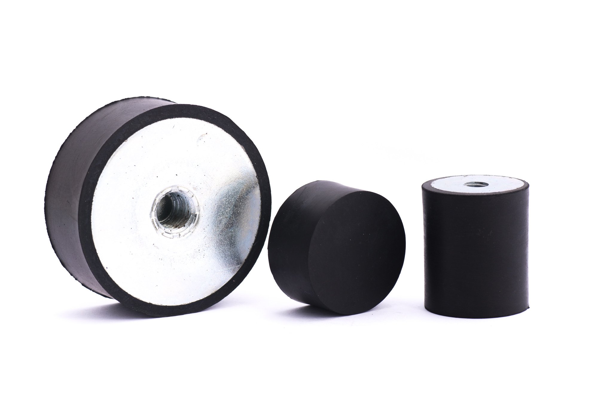 10 Pieces Rubber Buffers Rubber Metal Buffer Model E Diameter 50 mm Height 20 mm Inner Thread M10 Other Side Shoreh Closed on one side Ärte 55 ° Galvanised Metal