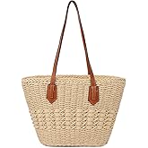 Women's Straw Shoulder Bag Large Rattan Woven Totes Summer Travel Beach Handbag Handmade Top Handle Purse