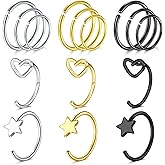 Zolure 20G Nose Rings Hoops for Women Stainless Steel Helix Tragus Lip Septum Ring Cartilage Earring Hoop Piercing Jewelry