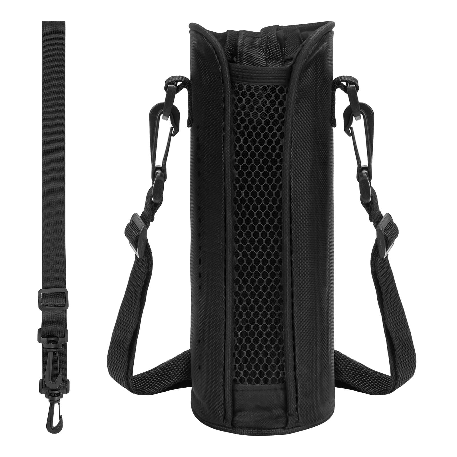 Linkidea Slim Water Bottle Carrier with Shoulder Strap Compatible with Hydro Flask Standard Mouth 18/21/24oz, Iron Flask, Hard Base Waterbottle Sling Bag Holder, Black