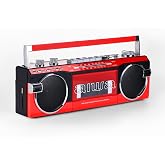 aiwa Streetjam Retro Boombox Cassette Player &amp; Recorder, Bluetooth 5.3 Wireless Speaker, FM/AM Radio, USB/SD MP3, AUX, Portable Handle (Red/Black)