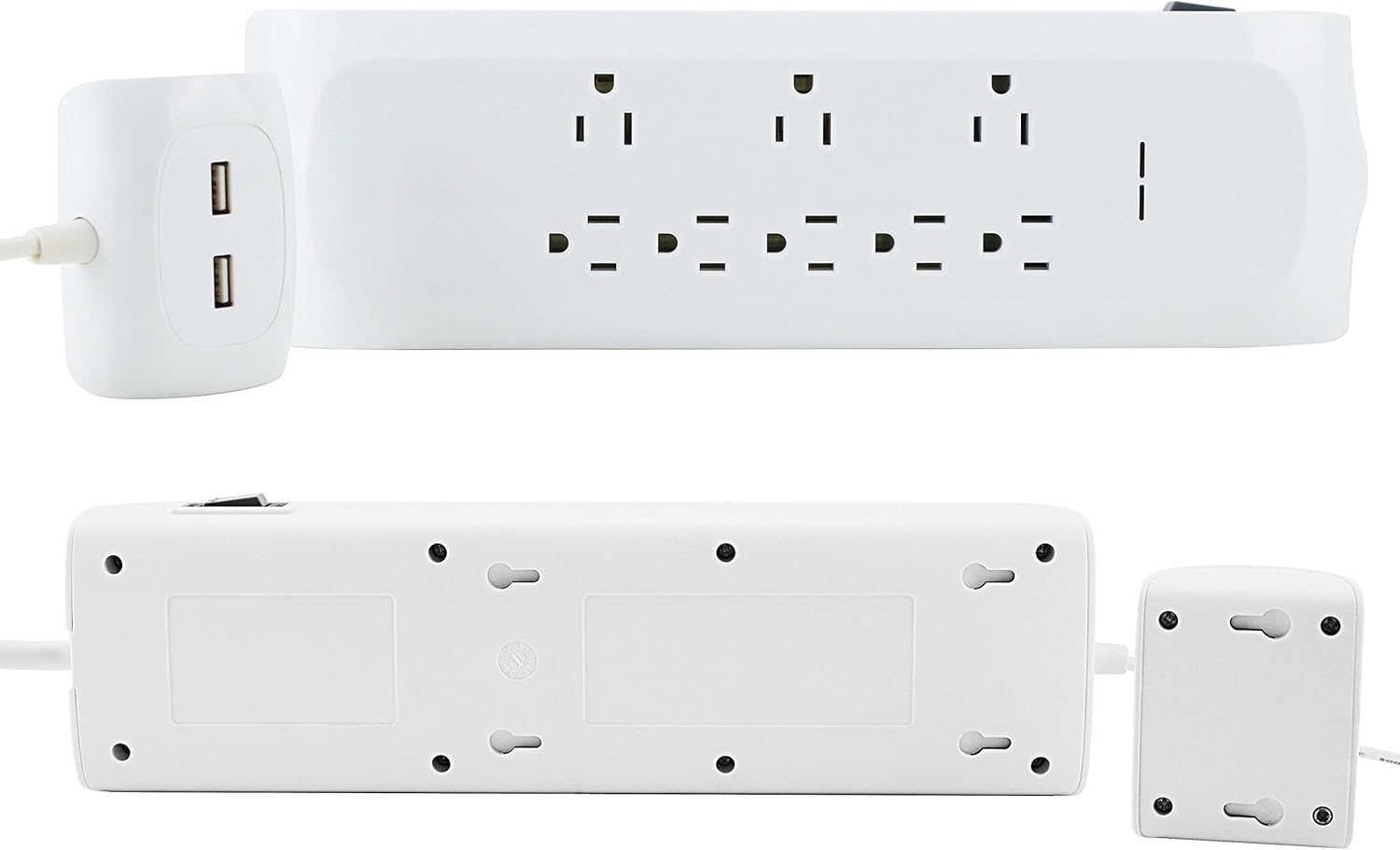 2400 Joules 6 4 Foot Extension Cord White 2.4A 8Outlet Surge