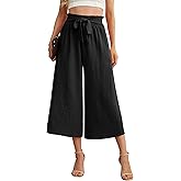IWOLLENCE Women Flowy Loose Wide Leg Pant Summer Beach Casual Trousers high Waist Adjustable Knot Business Work Casual Pants
