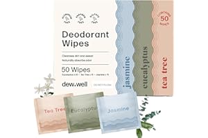 Dew Well, 50 Individually Wrapped Sweat Wipes, Refresh Body Deodorant Wipes, A Fresh Start When You’re On the Go, Aluminum, P
